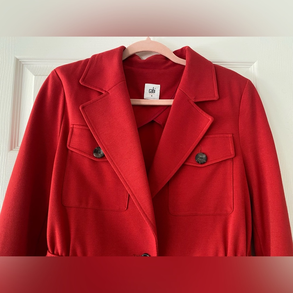 Cabi #3374 Little Red Jacket Pocket Buttons Blazer Size 6 - Picture 3 of 8